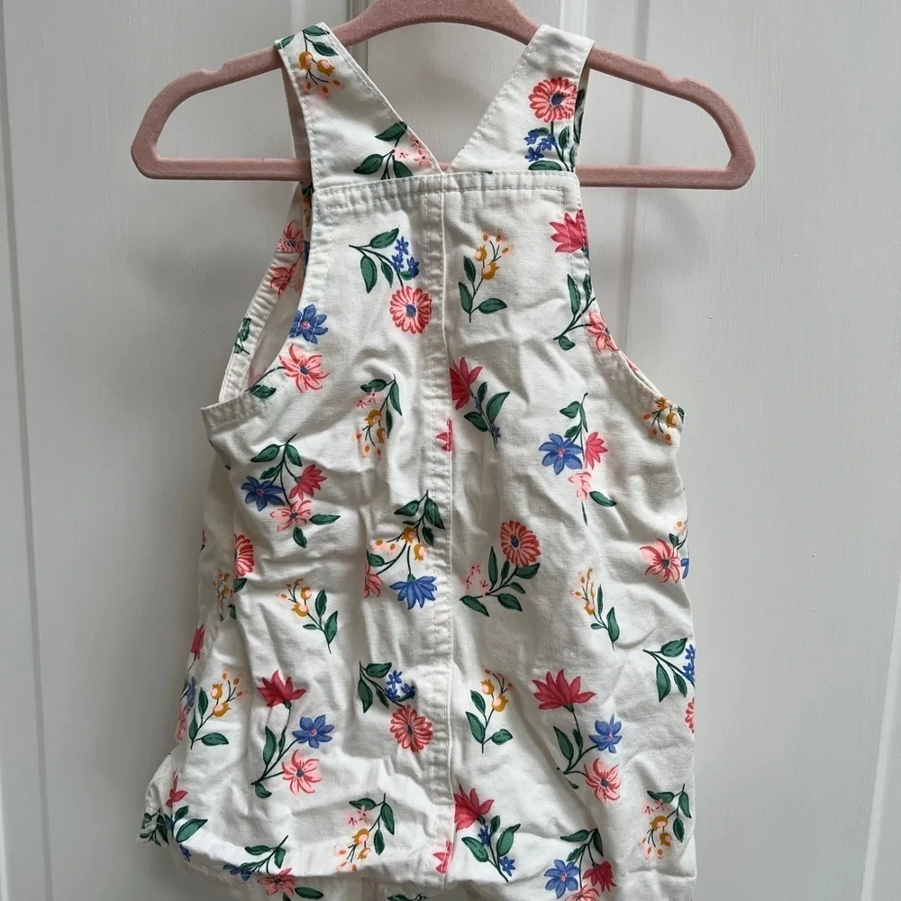 NWOT Carter’s 24M White, Pink, Blue, Yellow Floral Girls Overall Dress Jumper